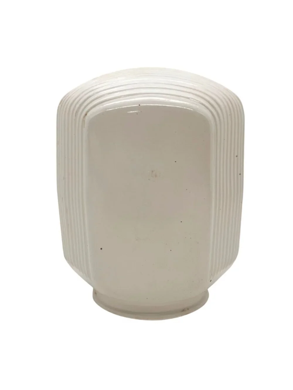 Vintage Milk Glass Art Deco Light Fixture Shade With Clear Geometric Panel 6" - Picture 8 of 13